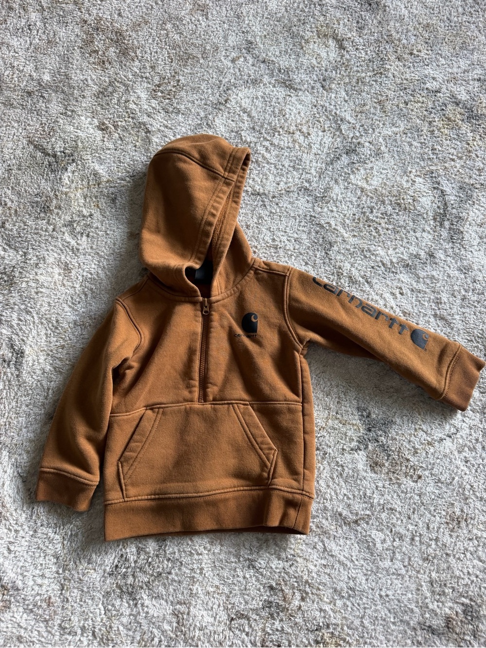Carhartt Kids Caramel Brown Half-Zip Hooded Sweatshirt
